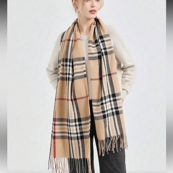 Tan Plaid Women's Scarf